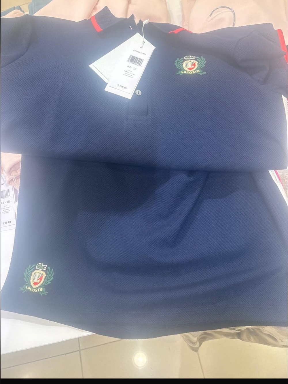 Lacoste Navy Polo with Red Trim and Crest